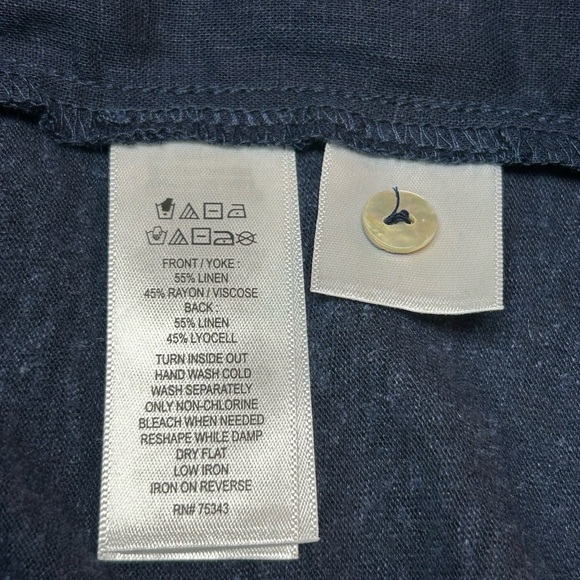 Martha Stewart Collection Linen Blend Navy Blue Button Down Shirt Size 1X NWT - Picture 3 of 5